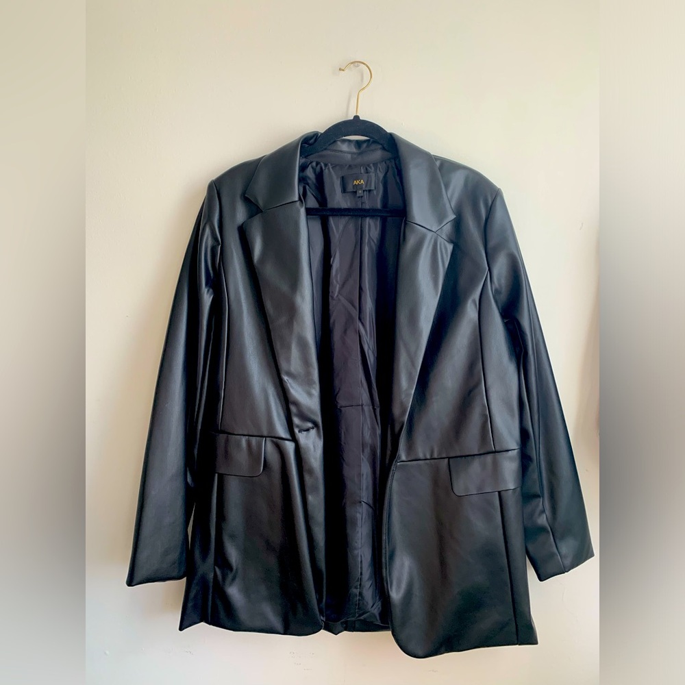 Women’s black leather inspired blazer, Size 11